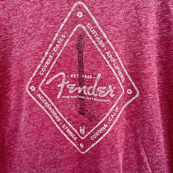 Lucky Brand x Fender T-Shirt Adult Large Heather Red Casual Grunge - Picture 3 of 8